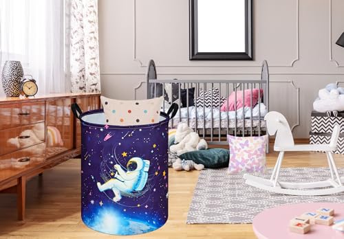 Spaceman Kids Laundry Basket - Collapsible Storage Hamper with Handles