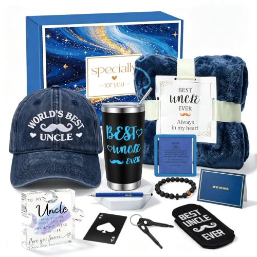 11-Piece Uncle Gift Set with Blanket Tumbler Hat and Accessories