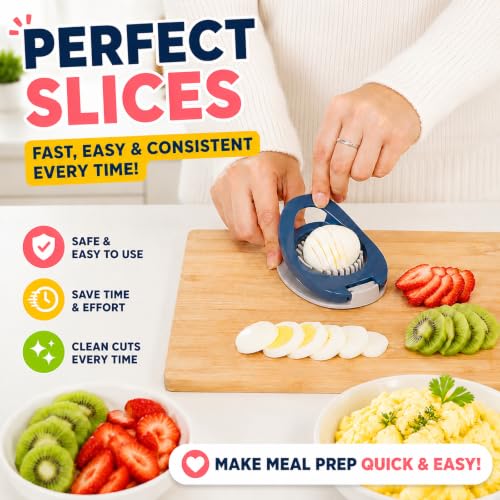 FANTEXY Stainless Steel Egg Slicer and Fruit Dicer - Easy Clean