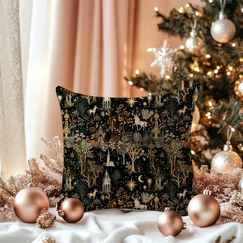 LUKIPOM Medieval Dark Gothic Forest Pillow Cover 18x18, Multicolor 13