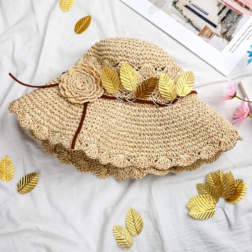 200 Pcs Artificial Gold Leaves with Stems for DIY Floral Crafts & Decor