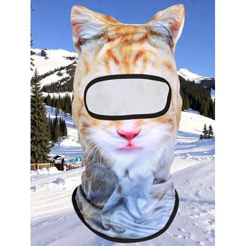 3D Cat Ski Mask Balaclava with Ears - Cat Shiesty Face Cover for Skiing, Music Festivals, Cycling, Halloween Parties