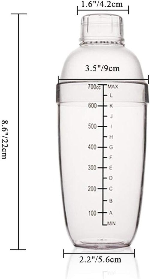 FEOOWV Cocktail Shaker - Transparent Hand Drink Mixer for Boba Tea | 24 oz (700cc) Capacity