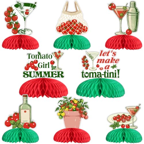 Funmemoir Tomato Girl Summer Honeycomb Centerpieces 8-Piece Table Decor
