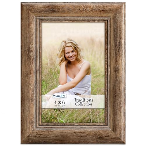 Chestnut Brown 4x6 Picture Frame - Rustic Wood Pattern