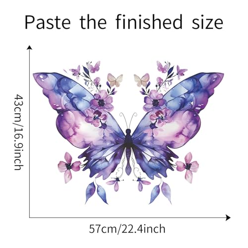 TUOKING Purple Butterfly Wall Stickers - Removable PVC Decals for Home Decor, E89