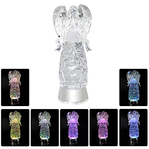 Prayer Angel Snow Globe Lantern with Color Changing LED - 11 Inch - Includes Timer