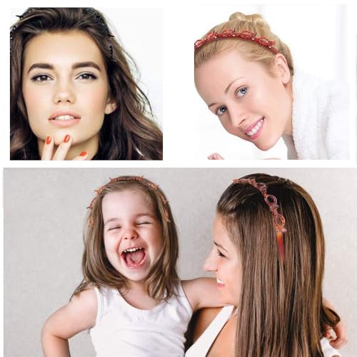 Double Layer Twist Headband with Clips for Braided Hairstyles (2 Pack)