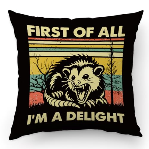 Possum Throw Pillow Cover - 18" x 18" Flannel, Soft & Colorful