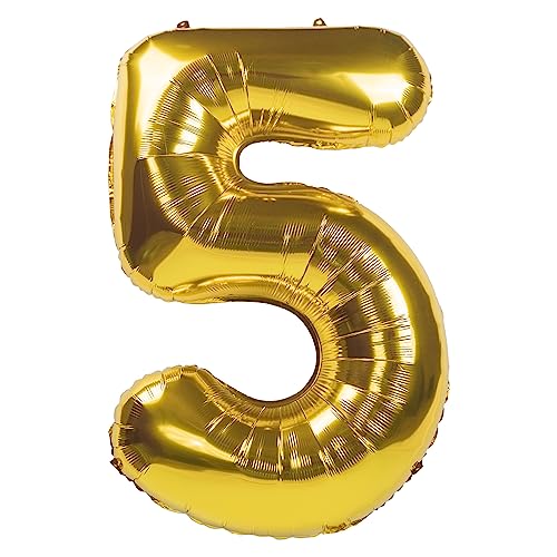 Party Kawaii 32 Inch Giant Gold Number 5 Foil Balloon for Birthdays