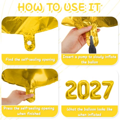 40 Inch Gold 2027 Foil Number Balloons - New Year & Graduation Party Decor