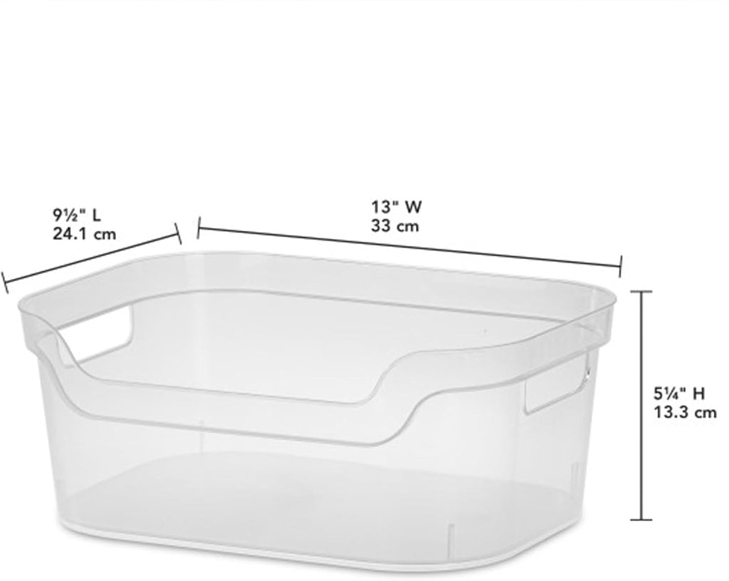 Sterilite Medium Polished Open Scoop Front Storage Bins - Clear, 5.25x9.5x13 In, 8 Pack for Easy Organization