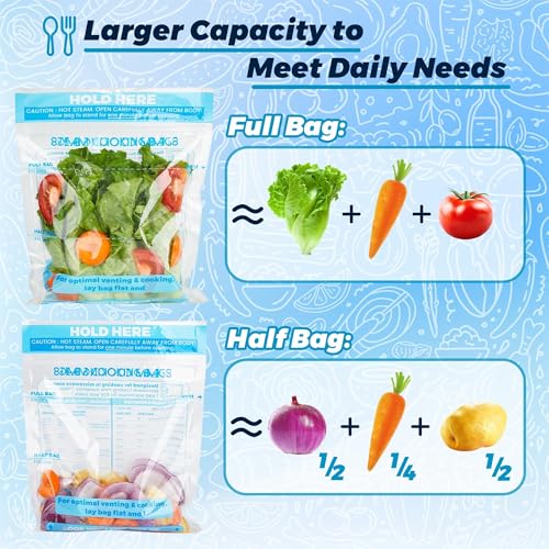 USEAMIE Microwave Steam Cooking Bags - 20 Pcs Zipper Steamer Pouches