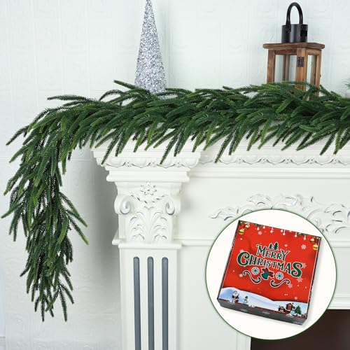 16 FT Realistic Christmas Garland Pine Garland Artificial Greenery for Indoor Outdoor Decor
