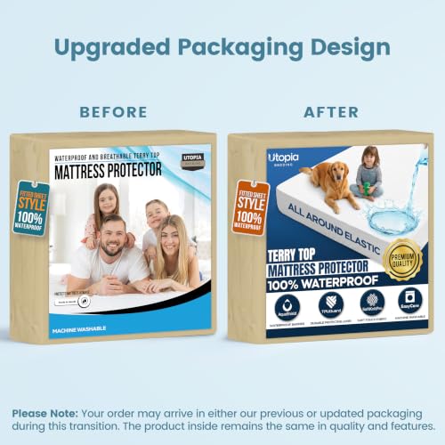 Utopia Bedding Waterproof Twin Size Mattress Protector - 15" Deep