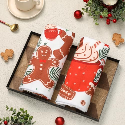 Gingerbread Christmas Kitchen Towels Set of 2 - 18x26 Inches