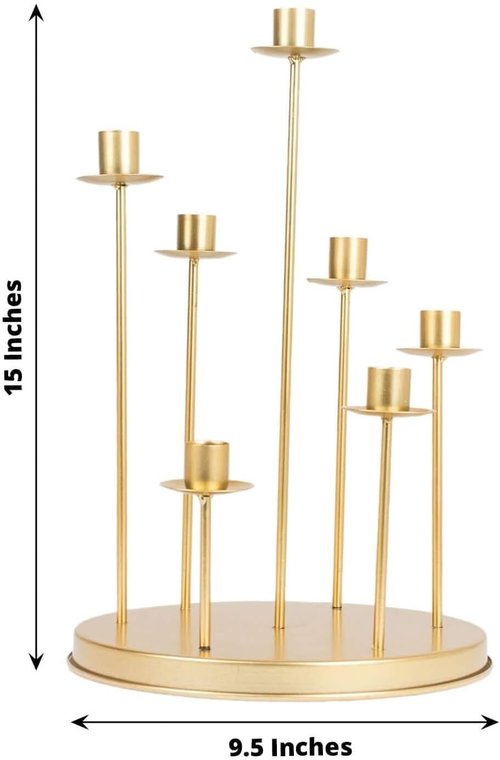 Efavormart 15" Tall Gold Metal Cluster Taper Candle Holder - Elegant Wedding Centerpiece Candelabra
