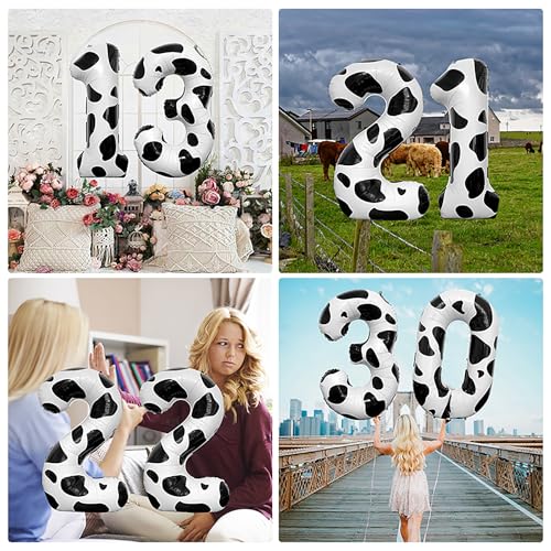 40 Inch Black and White Number 30 Foil Balloons for Parties