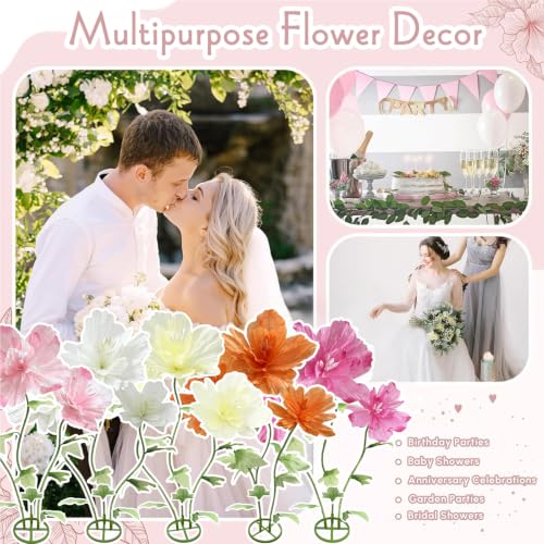 Yellow Artificial Giant Flowers Set Waterproof Wedding & Home Decor - Adjustable Stems