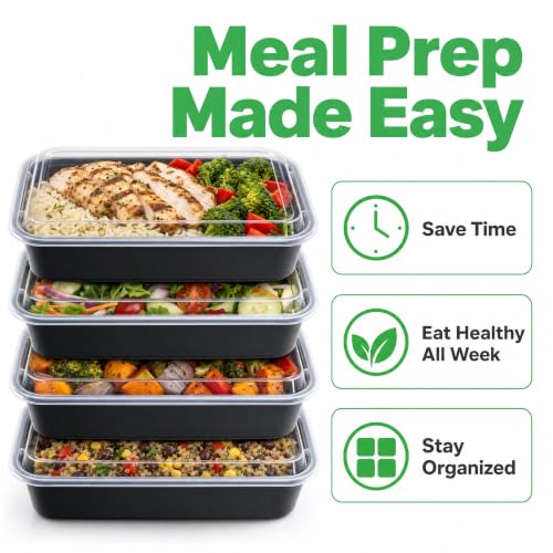 12 oz Food Storage Containers with Lids - 10 Pack Meal Prep