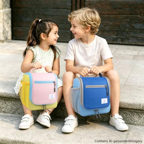 Genteen Kids Insulated Lunch Box - Compact & Easy-Clean, Yellow Blue