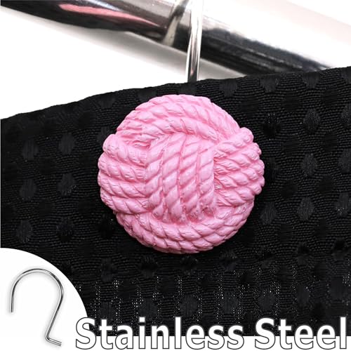 Popkozzi Boho Nautical Shower Curtain Hooks - Matt Pink Rope Knot Rings