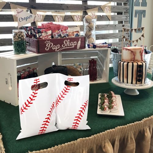 Baseball Goodie Bags 100 Pack Plastic Party Favor Loot Bags for Kids Birthday