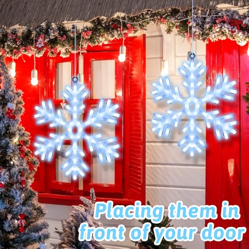 Large 23.6 Inch LED Snowflake Lighted Decorations for Outdoor Windows - Christmas Yard & Porch Decor - Variation of 4 / 23.6 x 23.6 in