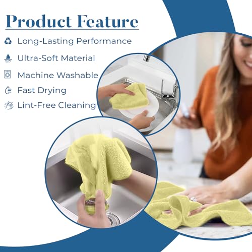 DAN RIVER Microfiber Cleaning Cloths - 30 Pack, 12x12 Inch Lint-Free Towels for Home & Car Cleaning