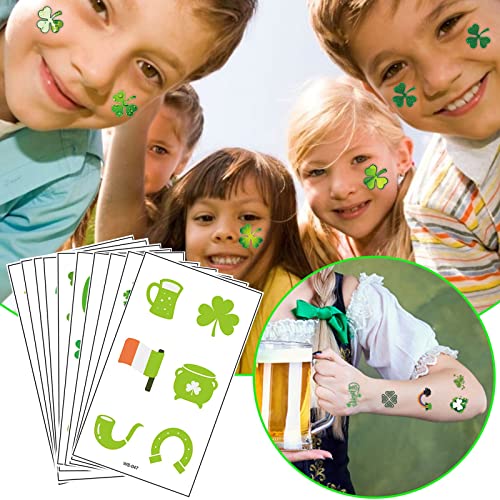 Furimuk St. Patrick's Day Temporary Tattoos Shamrock Waterproof 10 Sheets