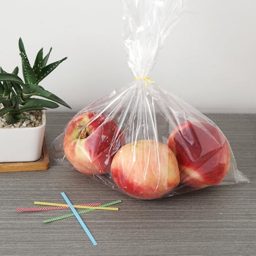 100 PCS 4" Polka-Dotted Twist Ties - Colorful Plastic Bag Ties