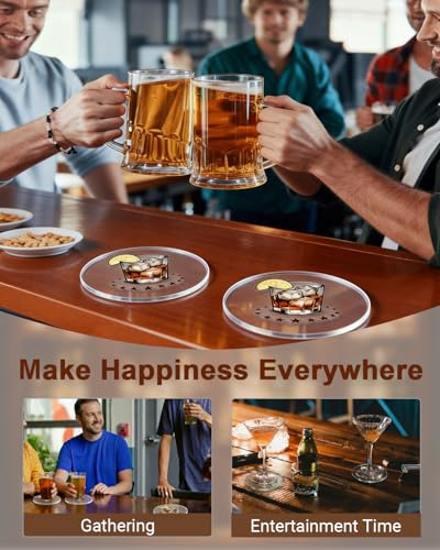 Acrylic Coasters Set of 4 - Clear Drink Coasters for Home & Bar