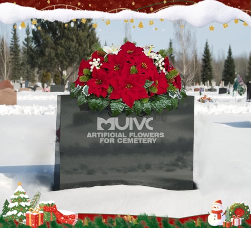 Artificial Cemetery Flower for Grave with Secure Saddle - Christmas & Memorial Decor