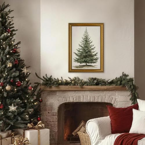 Christmas Tree Wall Art Canvas - Botanical Pine Framed Decor 16x24 Inch Variation of THIS listing