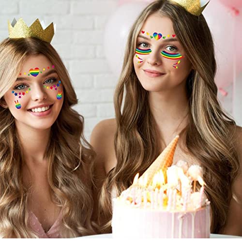 Rainbow Pride Temporary Face Tattoos 10 Sheets LGBT Body Art