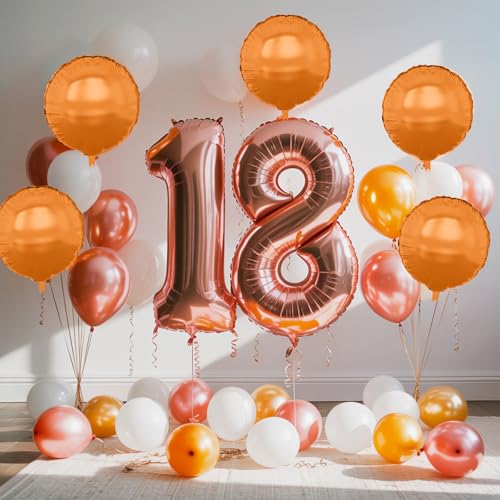 Adorely Orange Round Foil Balloons 18 Inch 20Pcs Helium Party Decor
