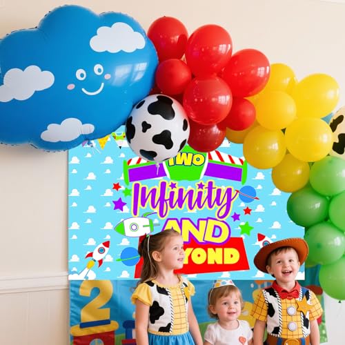 Blue Clouds 2nd Birthday Banner Backdrop for Boys Party Decorations