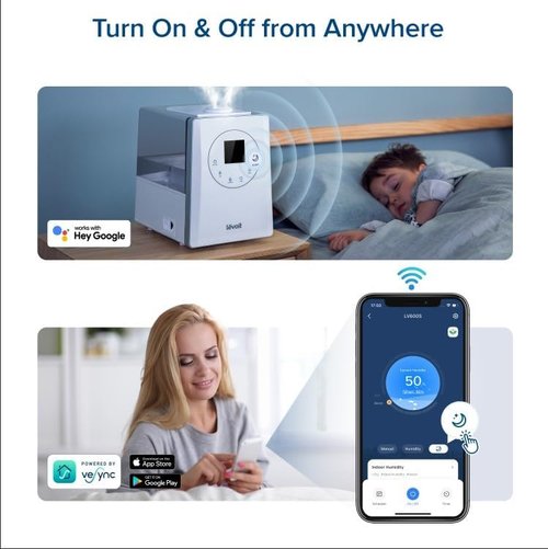 Levoit LV600S Smart Humidifier - Warm & Cool Mist for Large Rooms (6L) | App & Voice Control, Quiet Sleep Mode