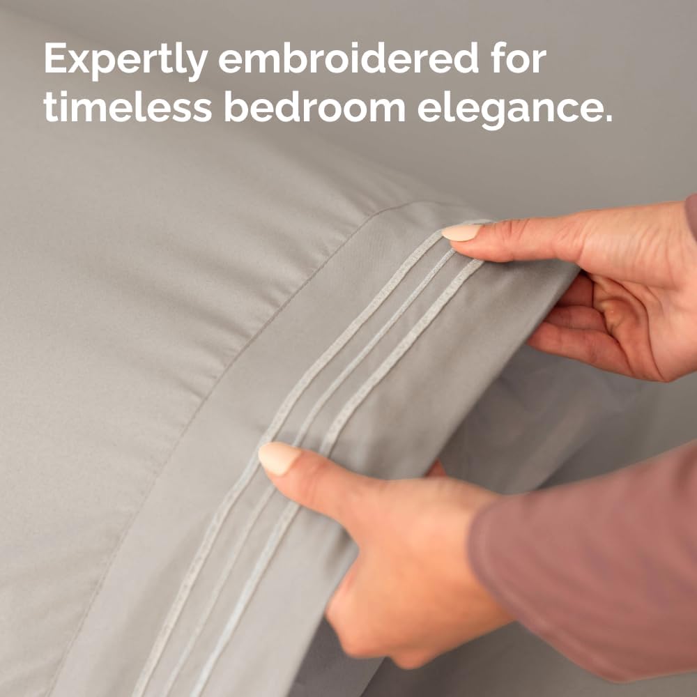 Skiennix Body Pillowcases Set of 4 | Soft, Breathable 20x54 Long Pillow Covers for Side Sleepers - Light Grey