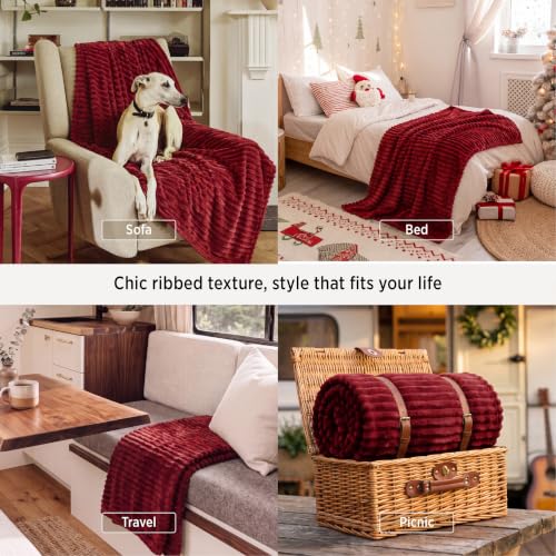 Bedsure Soft Red Throw Blanket for Couch – 50x60 in (Variation: Red / Throw)