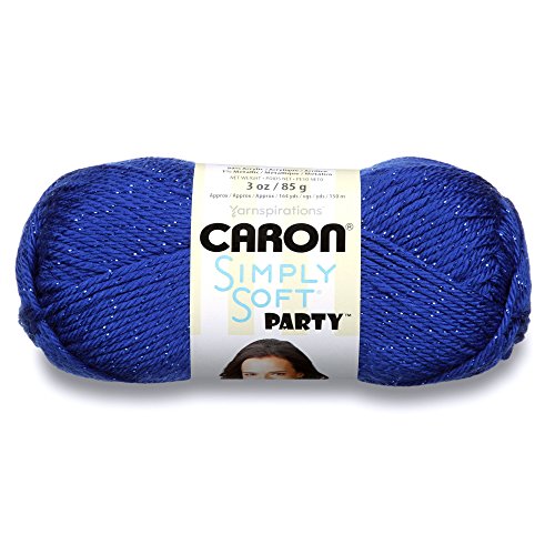 Caron Simply Soft Party Yarn - Royal Sparkle, Worsted Weight 4, 3 oz