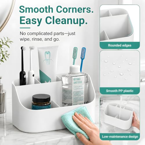 5-Slot Plastic Toothbrush and Toothpaste Holder for Bathroom
