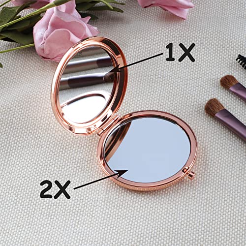 Cawnefil 75th Birthday Gifts for Women Rose Gold Compact Makeup Mirror - Variation 75th