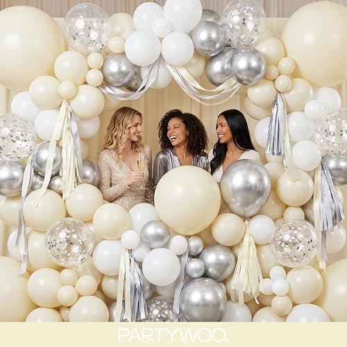 PartyWoo Beige Balloons - 127pcs in Various Sizes (5-36 Inch)