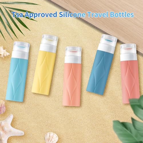 PHOVSUV 5-Pack Leak-Proof TSA Approved Silicone Travel Bottles - 90ml