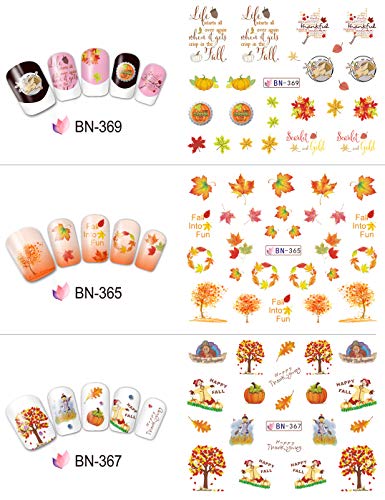 Fall & Thanksgiving Water Transfer Nail Art Stickers 12 Sheets