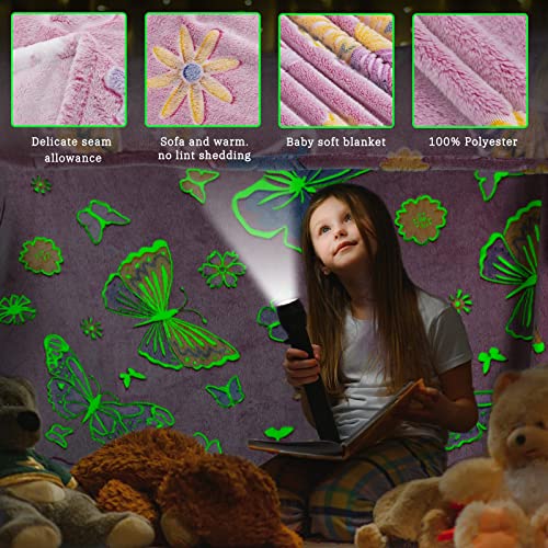Glow in the Dark Butterfly Blanket for Kids - 40"x60" Soft Throw