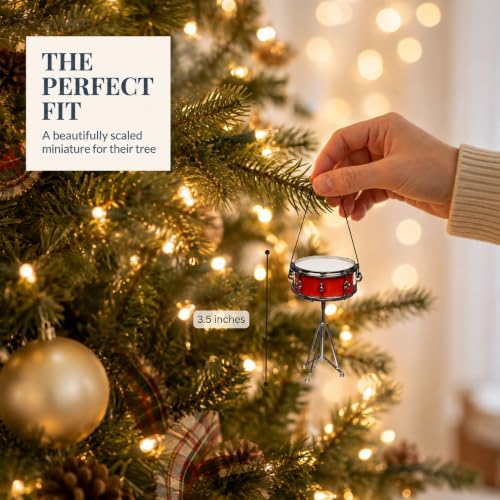 Red Snare Drum Christmas Tree Ornament - Musical Holiday Decor