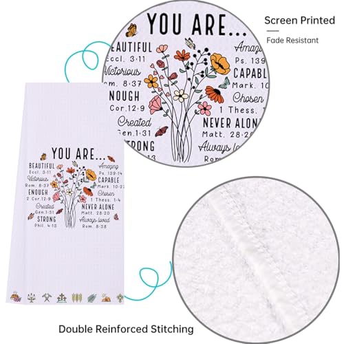 Faith Christian Kitchen Towels Set of 2 - Floral Butterfly Design