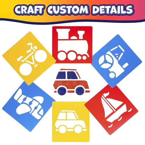 Transportation Stencils Set for Kids | 6 Durable Designs